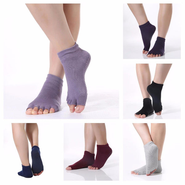 Lot of 6 Five Finger Grippy Full-Toe Anti-skid Socks for Yoga