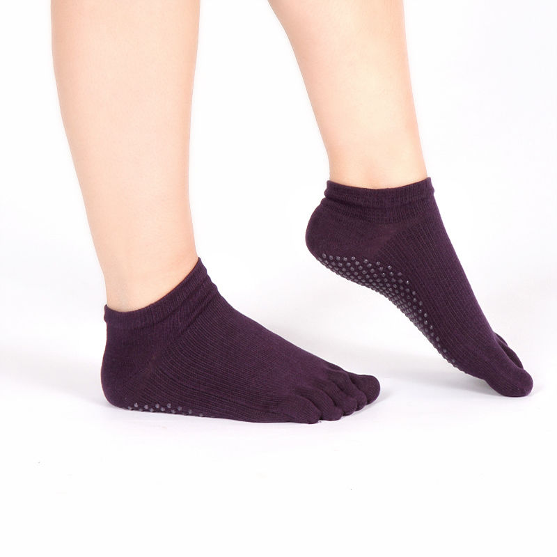 1pair Ladies' Open Toe Non-slip Yoga Socks With Grips On Bottom, Suitable  For Fitness And Everyday Wear