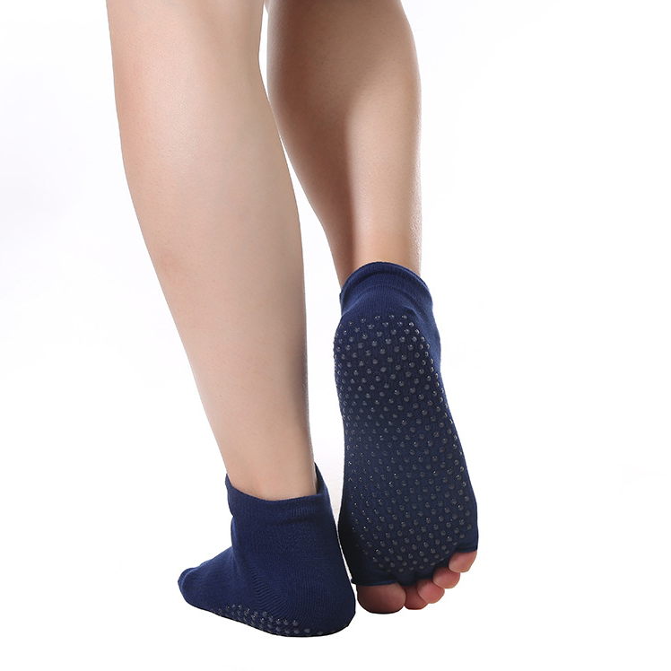 1pair Ladies' Open Toe Non-slip Yoga Socks With Grips On Bottom, Suitable  For Fitness And Everyday Wear